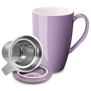 Sweese Porcelain Tea Mug with Infuser & Lid - 15 oz. - purple